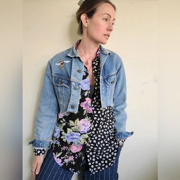 Sawed Off Vintage 70s LEE Riders Denim Jacket M - Picture 4 of 9